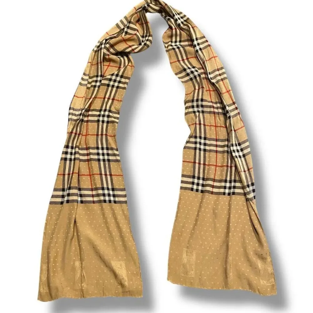 Burberry Beige Nova Check & Polka Dot Silk Scarf